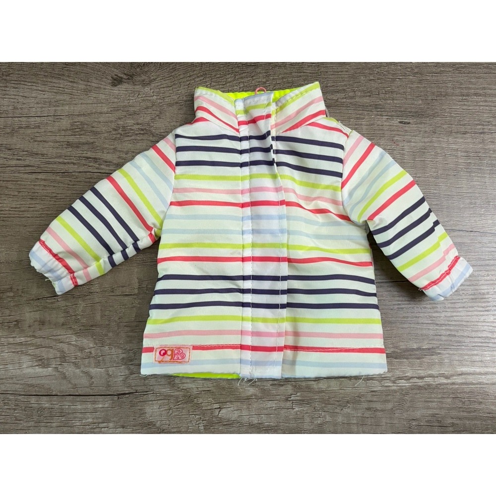 Our Generation Doll Clothes Multicolor Jacket  Zip Puffy Striped 18"